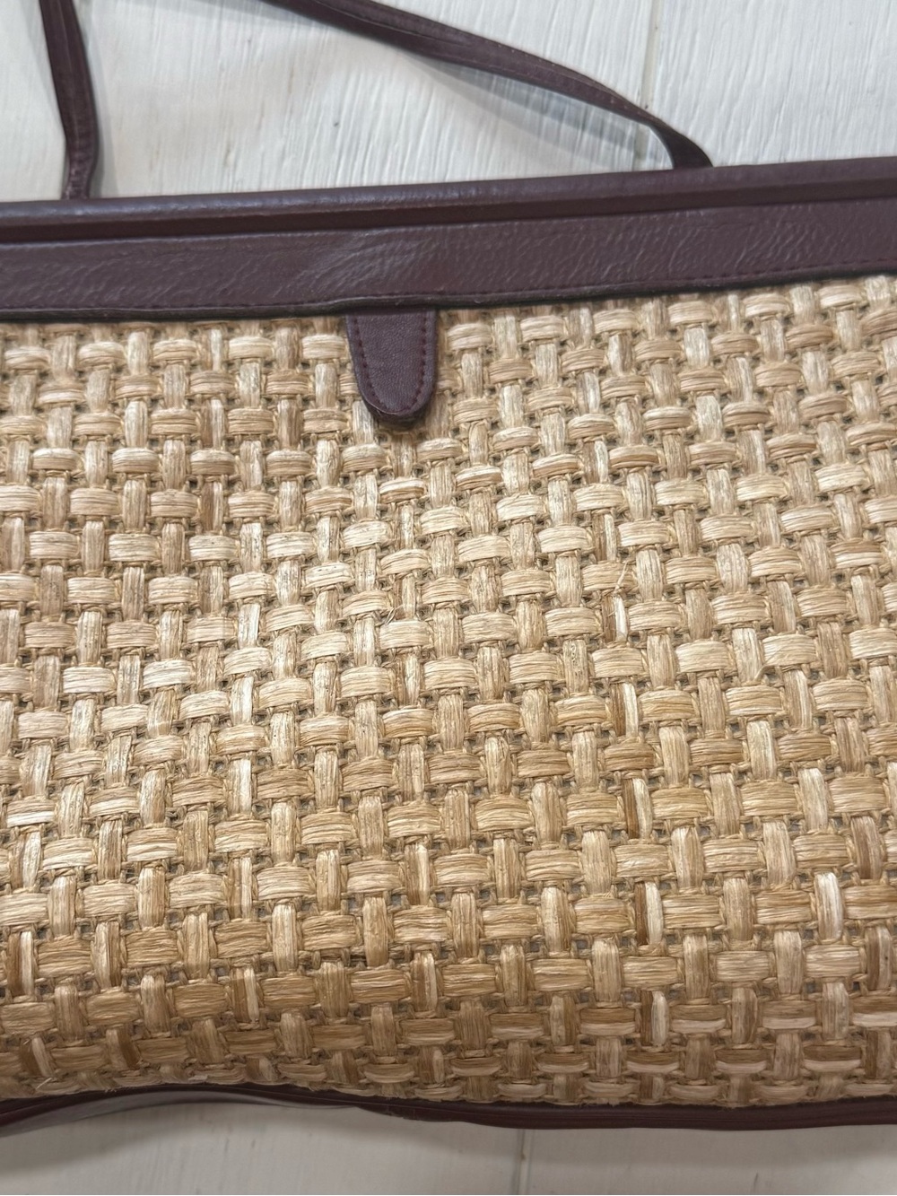 Etienne Aigner Natural Raffia Tote with Dark Brown Trim - Picture 6 of 16
